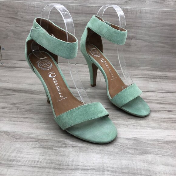 Jeffrey Campbell Shoes - Jeffrey Campbell Heel Sandals Womens 9 Mint Green Suede Hook and Loop Shoes